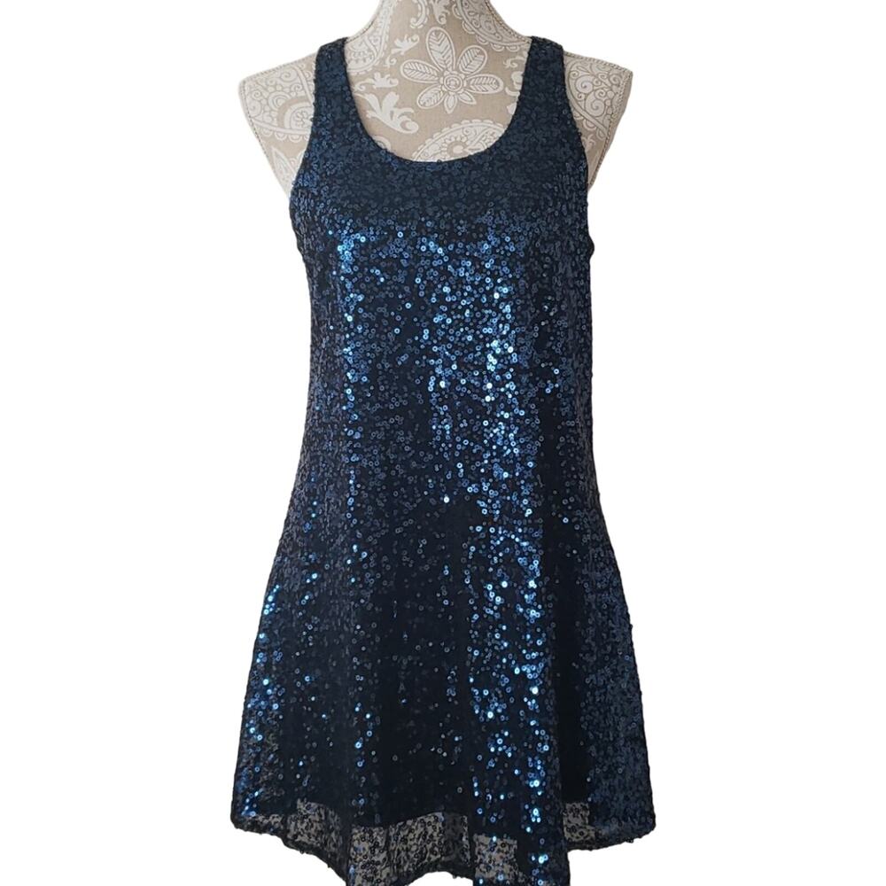Blue Sequins Party Dress S